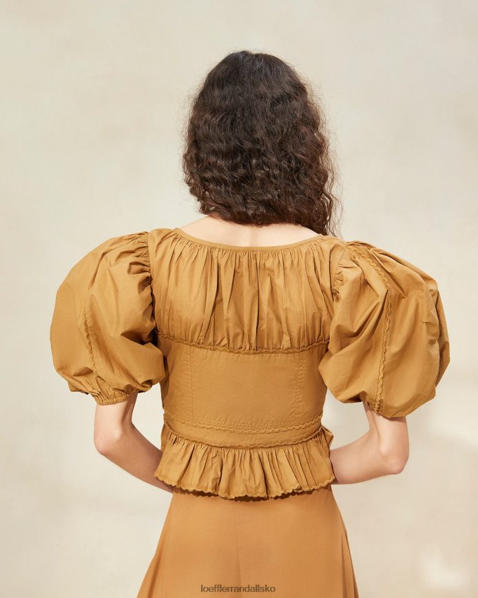 Kvinder Loeffler Randall anna puff-ærmet peplum top cigar tøj P64XZ4209
