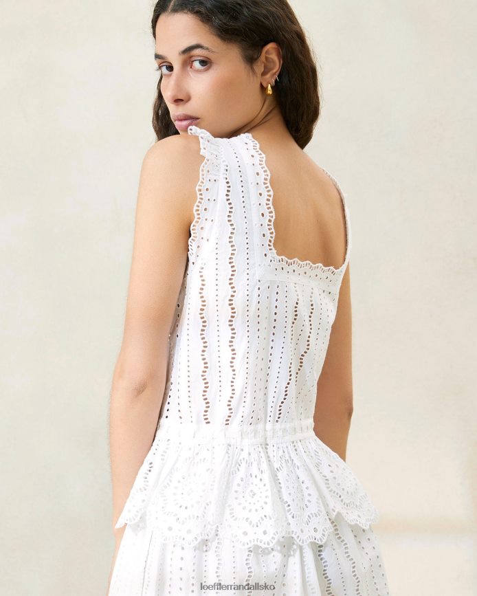 Kvinder Loeffler Randall arden flosset bluse hvid tøj P64XZ4208