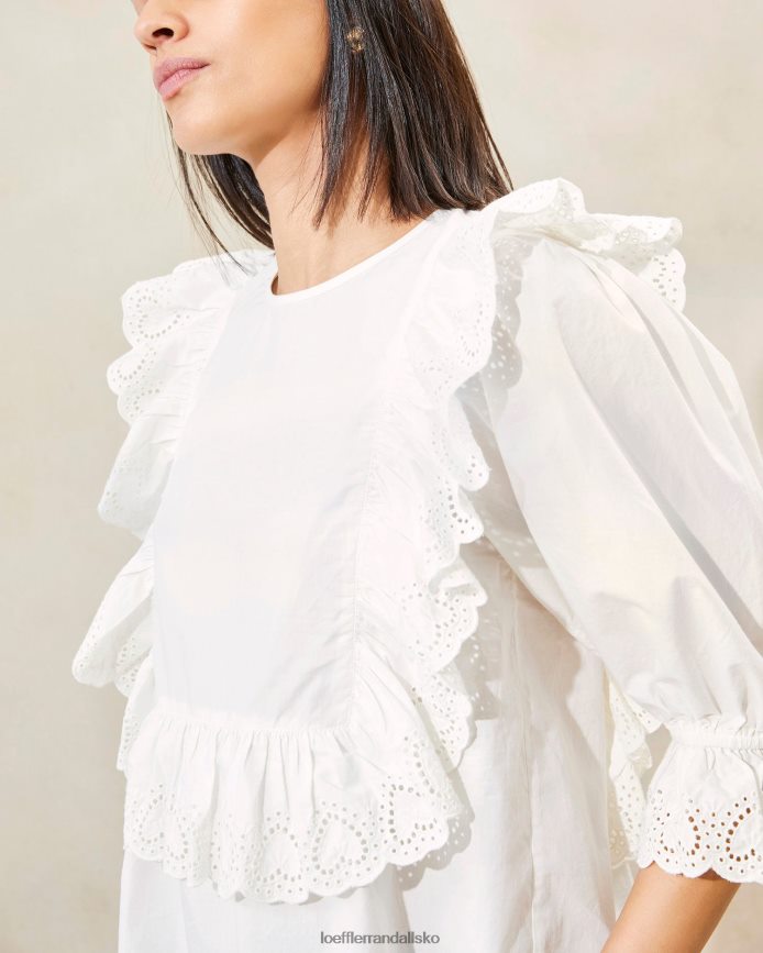 Kvinder Loeffler Randall cosima hjerte broderi bluse hvid tøj P64XZ4212