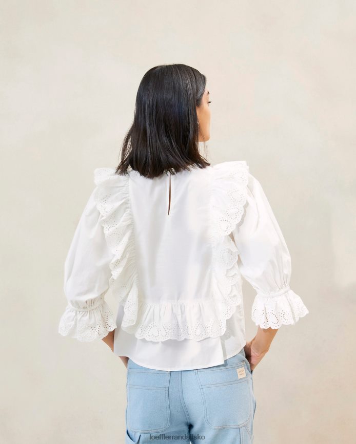 Kvinder Loeffler Randall cosima hjerte broderi bluse hvid tøj P64XZ4212