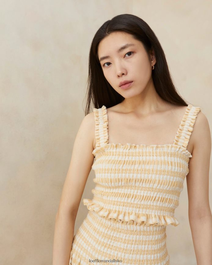 Kvinder Loeffler Randall fiona smocket camisole tan gingham tøj P64XZ4252