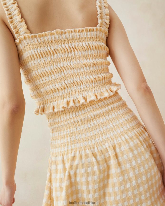 Kvinder Loeffler Randall fiona smocket camisole tan gingham tøj P64XZ4252