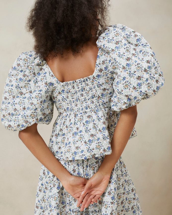 Kvinder Loeffler Randall jessalyn quiltet top creme/blomstret tøj P64XZ4248