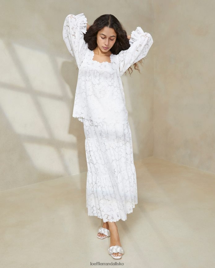 Kvinder Loeffler Randall lilibet creme top med firkantet halsudskæring elfenben tøj P64XZ4198