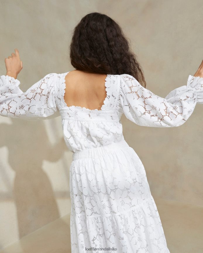 Kvinder Loeffler Randall lilibet creme top med firkantet halsudskæring elfenben tøj P64XZ4198