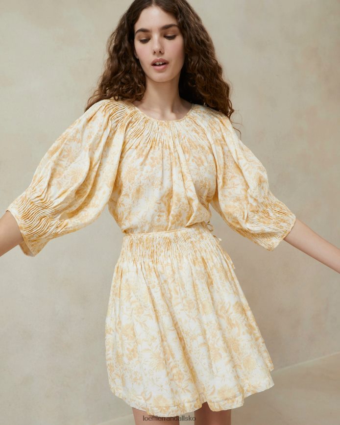 Kvinder Loeffler Randall sloane smocket top tonal vin blomstret tøj P64XZ4241