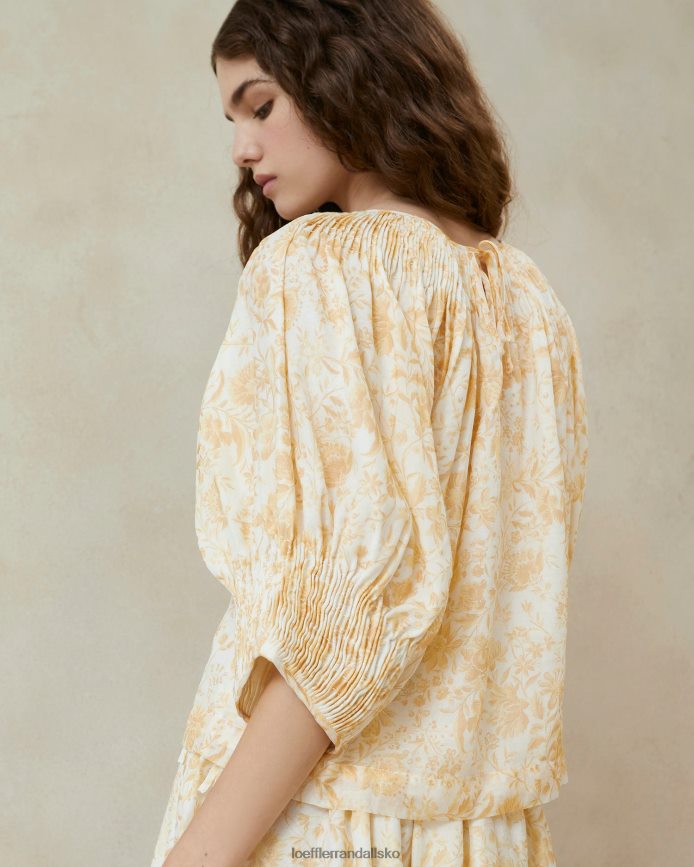 Kvinder Loeffler Randall sloane smocket top tonal vin blomstret tøj P64XZ4241