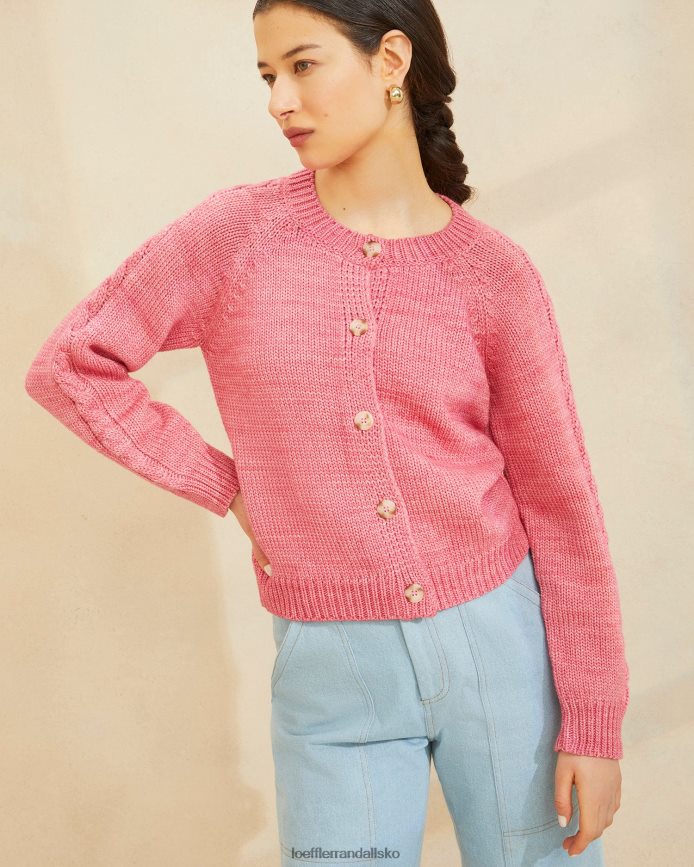 Kvinder Loeffler Randall lindy cardigan med kabelærmer lyserød tøj P64XZ4255