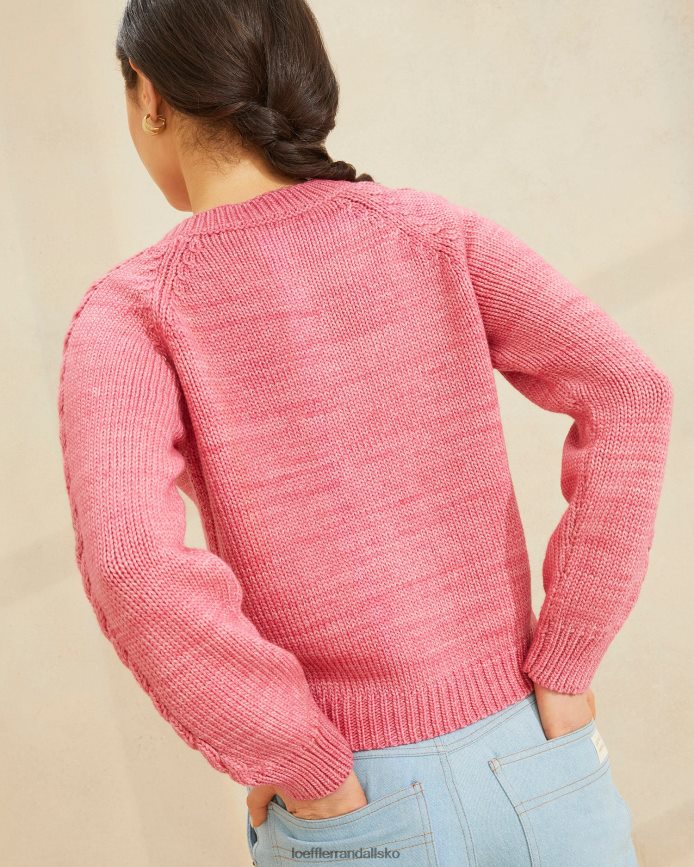 Kvinder Loeffler Randall lindy cardigan med kabelærmer lyserød tøj P64XZ4255