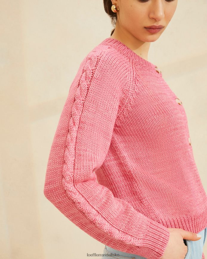 Kvinder Loeffler Randall lindy cardigan med kabelærmer lyserød tøj P64XZ4255